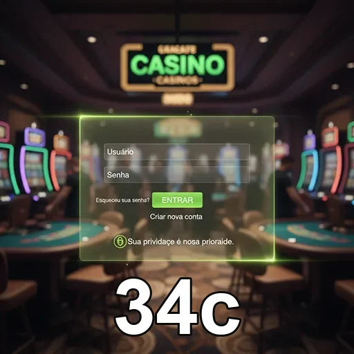 Tela de login rápido no app 34c em smartphone