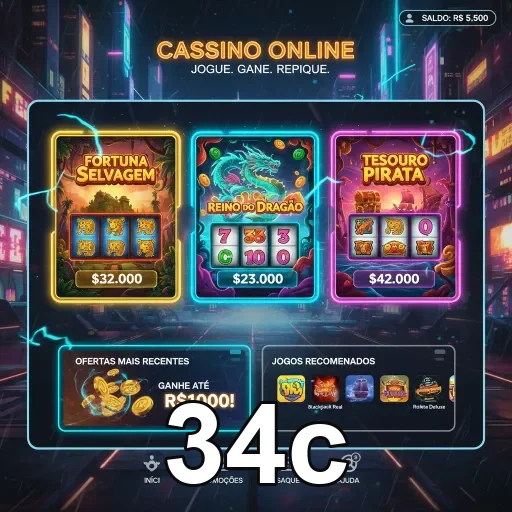 Tela do app 34c em plataforma confiável no celular