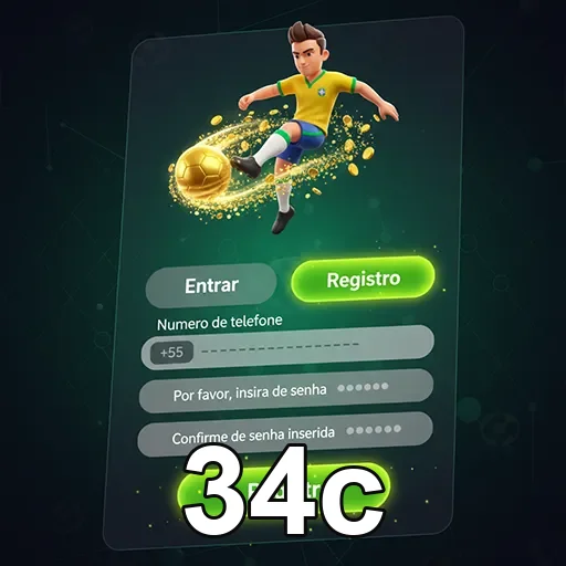 Tela mobile da 34c com acesso seguro e navegação